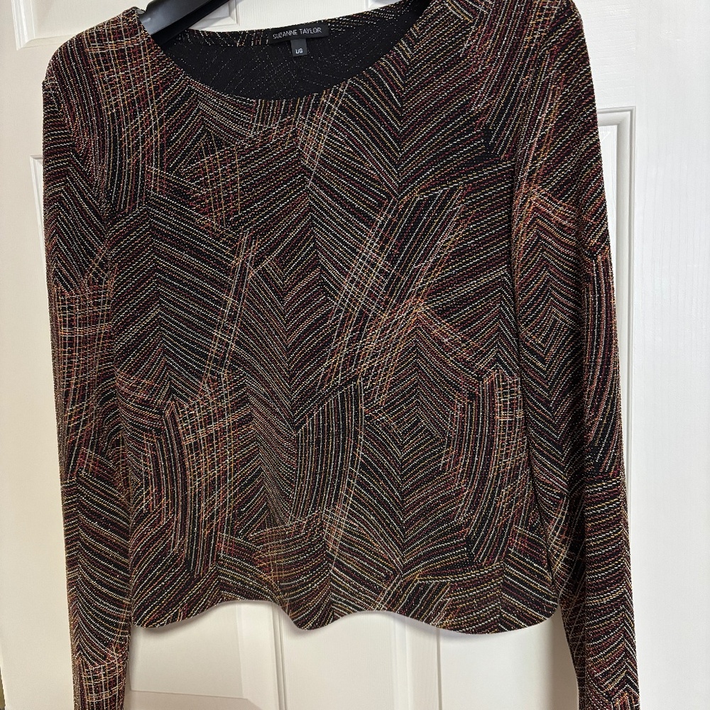Suzanne Taylor Metallic Thread Long Sleeved Top